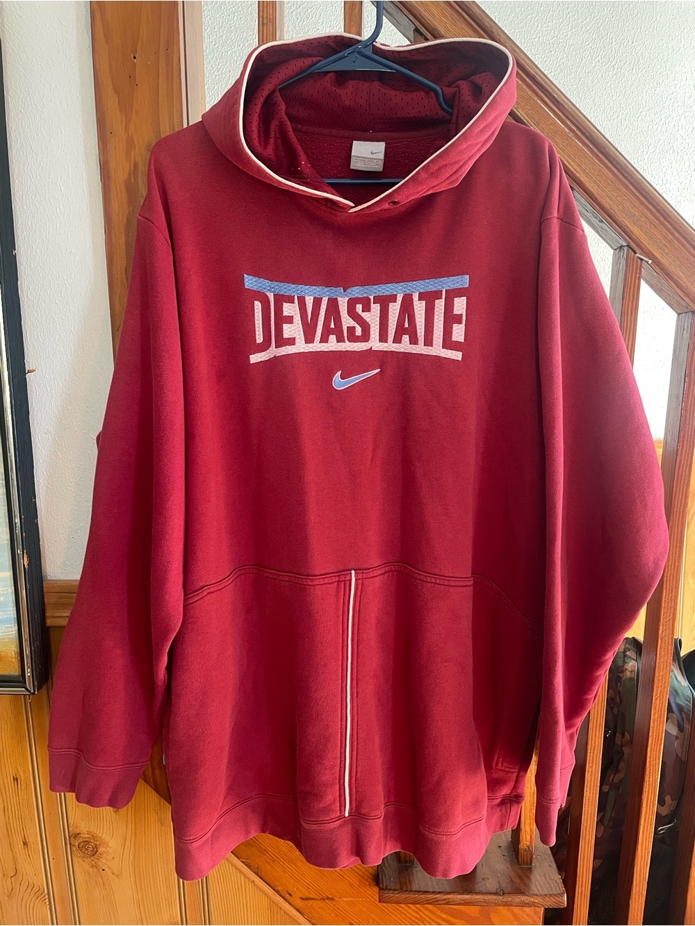 Vintage Nike Maroon 'DEVASTATE' Pullover Hoodie, Men’s L rare casual